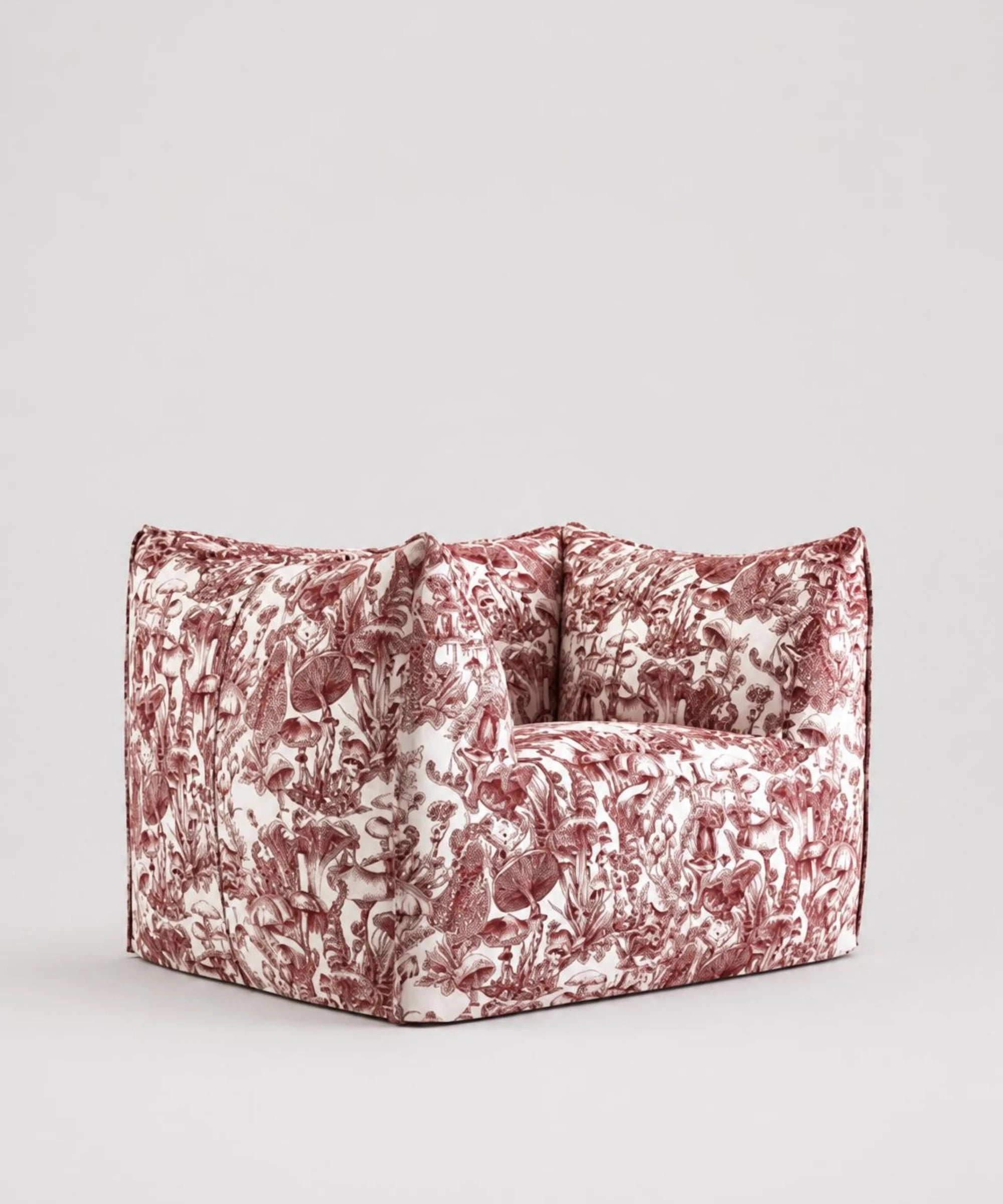 Poltrona B&B Italia Le Bambole x Stella McCartney design Mario Bellini con stampa Fungi Forest vista laterale