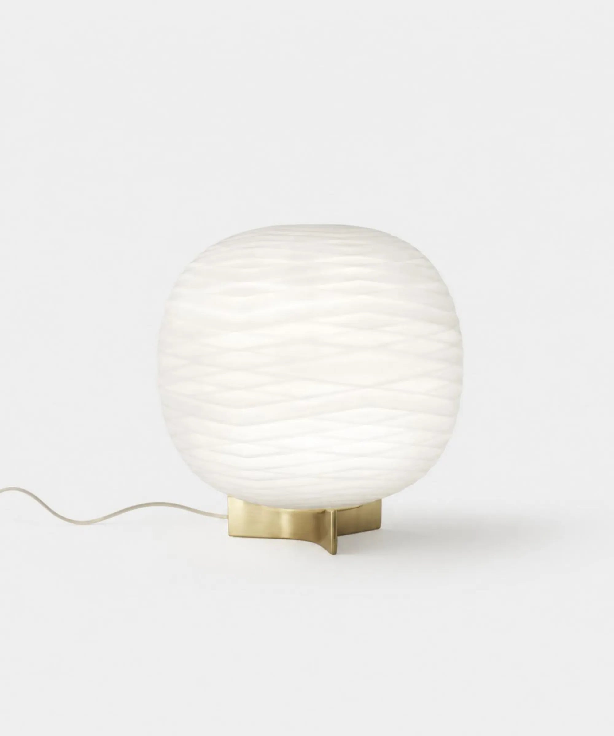 Lampada da tavolo Foscarini Soffio in vetro soffiato bianco sfumato e alluminio
