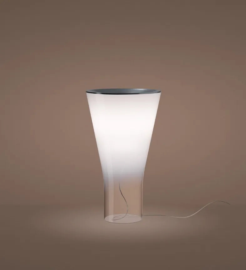 Lampada da tavolo Foscarini Soffio in vetro soffiato bianco sfumato e alluminio