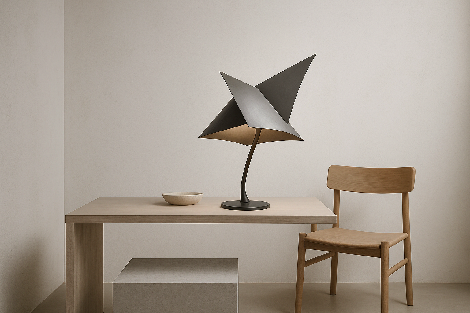 interior design minimalistic with ingo maurer samurai table lamp