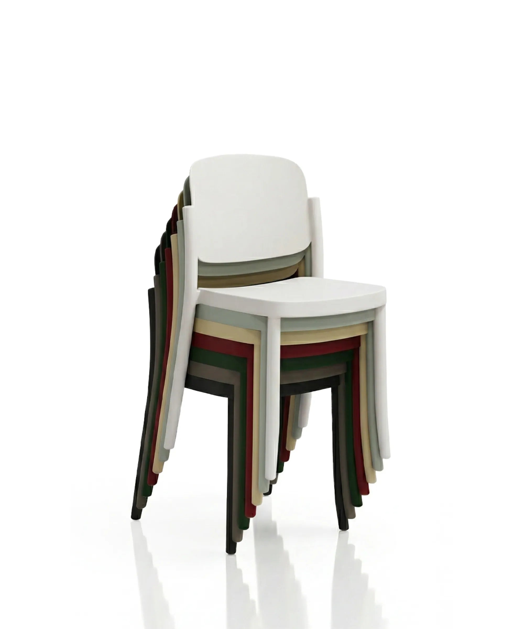 Sedia con braccioli Piazza 2 design Jun Yasumoto in polipropilene riciclato impilata