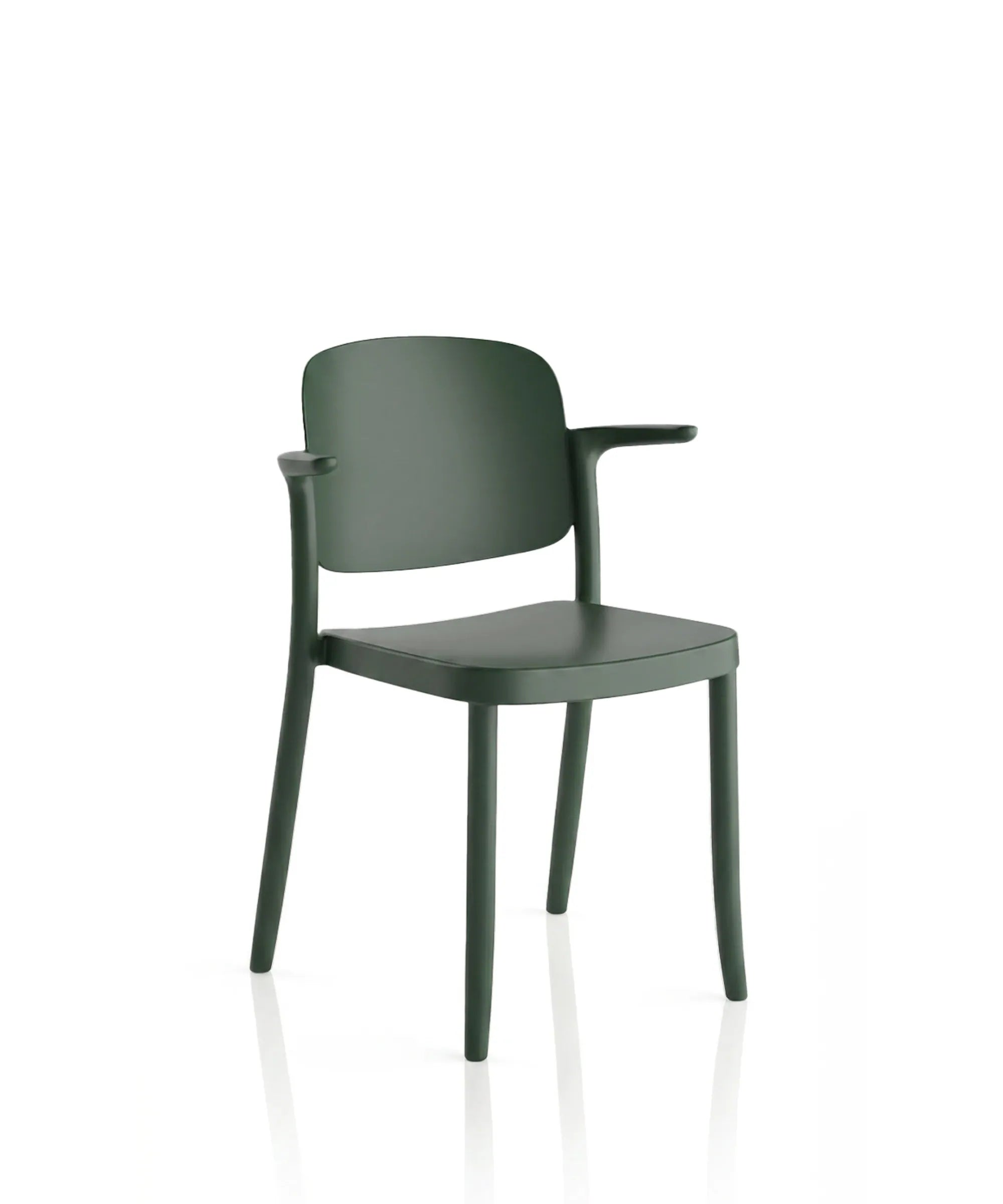 Sedia con braccioli Piazza 2 design Jun Yasumoto in polipropilene riciclato verde scuro