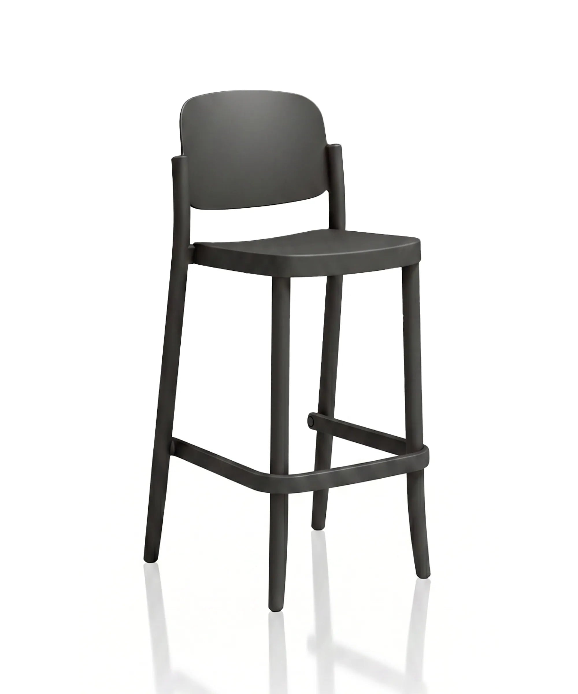 Sgabello Piazza 3 design Jun Yasumoto altezza 75 cm in polipropilene riciclato nero