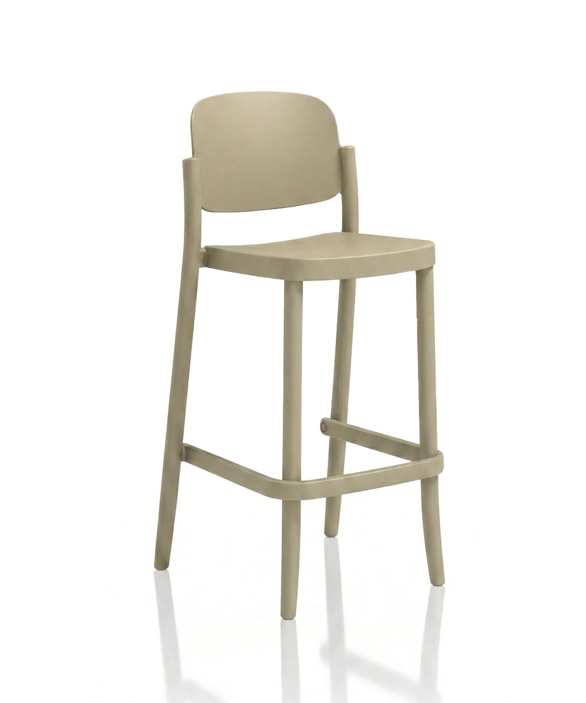 Sgabello Piazza 3 design Jun Yasumoto altezza 75 cm in polipropilene riciclato sabbia