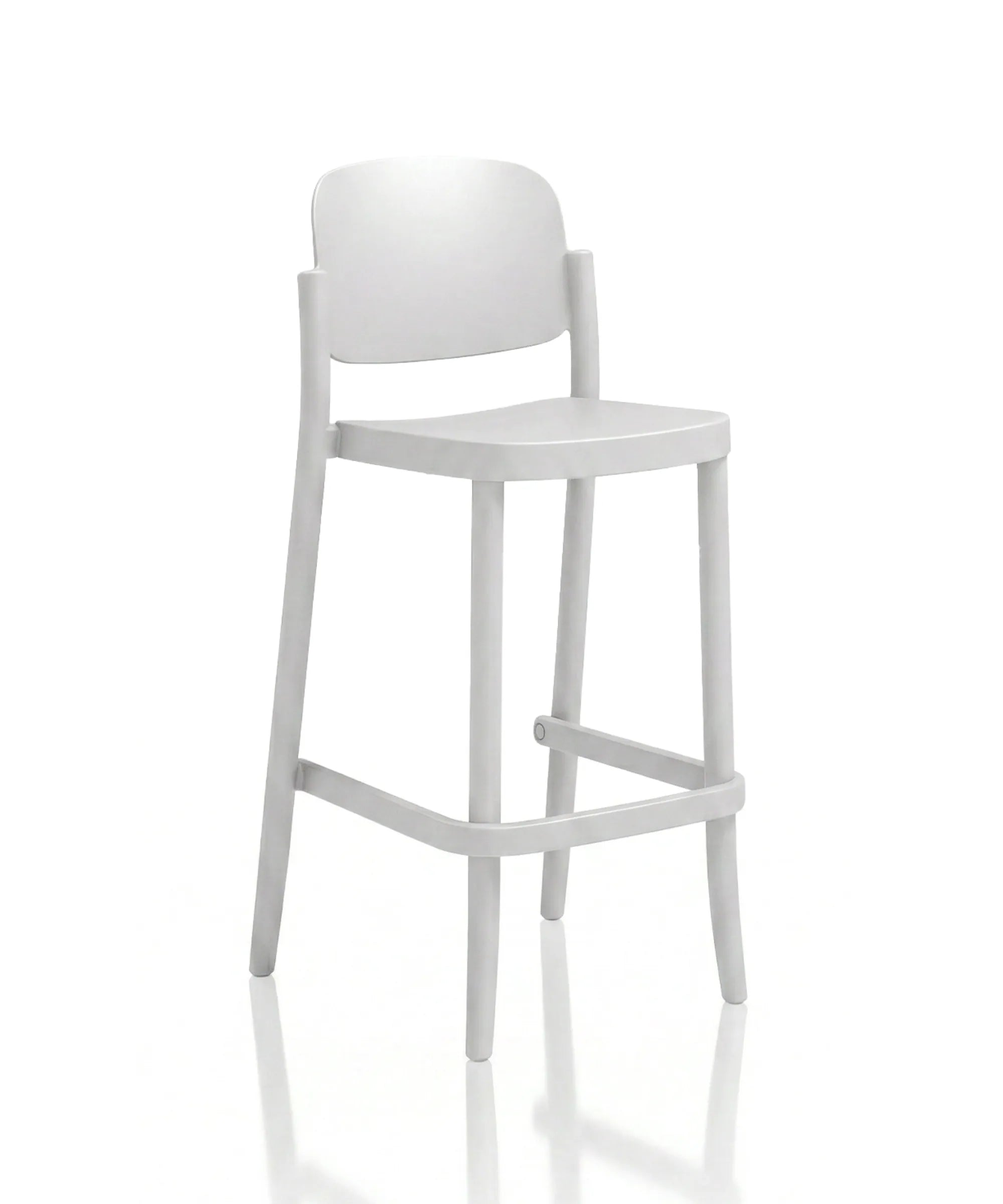 Sgabello Piazza 3 design Jun Yasumoto altezza 75 cm in polipropilene riciclato bianco